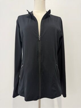 Meshki Black Lightweight Full-Zip Active Jacket with Zip Pockets XXL Compression